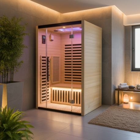 Infrarotsauna LOIS 2 Plätze aus Kiefer mit Carbonstrahlern 1900W - SNÖ