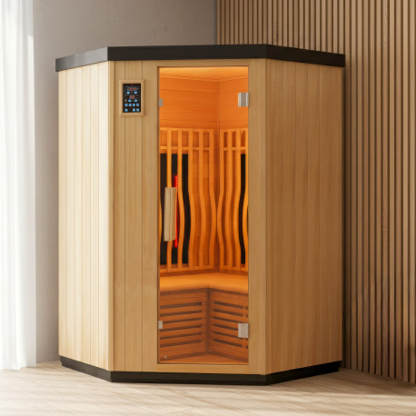 Infrarotsauna Carbon- und Vollspektrumstrahler Vertical Black 2000W 2-3 Plätze mit Eckeinstieg - SNO