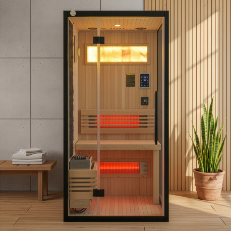 Hybridsauna BLAK 1 Platz Infrarot 700W + Ofen 3000W SNÖ